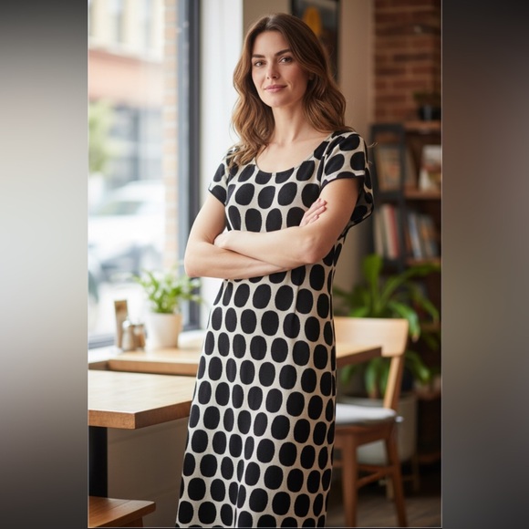 Doncaster Dresses & Skirts - DONCASTER Dress Knit Black White Collection Polka Dot Sweater Knit Cotton
